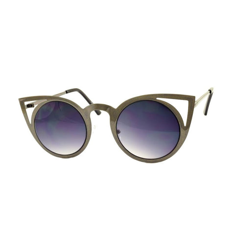 Grey Cateye Metal Sunglasses