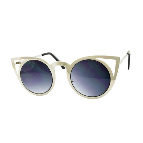 Silver Cateye Metal Sunglasses