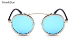 New Gothic Steampunk Men Sunglasses Women Coating Mirrored Super Star Sunglasses Round Circle Sun glasses