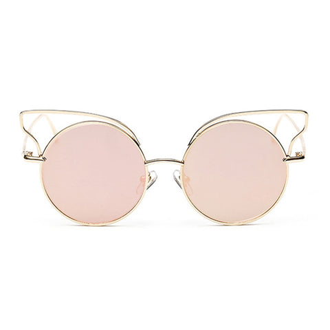 New Fashion Lady Metal Cat Eye Round Lenses Sunglasses