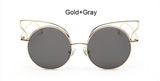 New Fashion Lady Metal Cat Eye Round Lenses Sunglasses