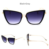 New Cat Eye Sunglasses Women Fashion Metal Frame Cateye Mirror Sun Glasses