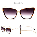 New Cat Eye Sunglasses Women Fashion Metal Frame Cateye Mirror Sun Glasses