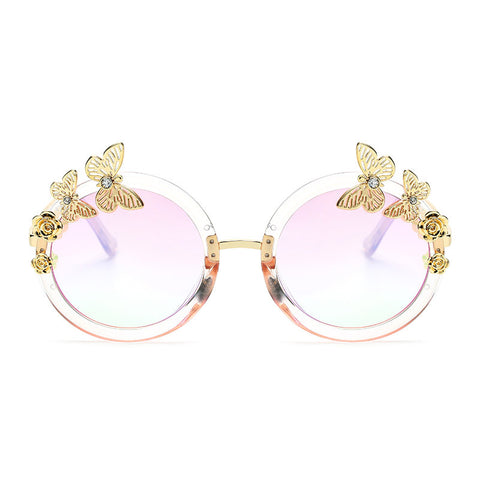 ROYAL GIRL Round Women Sunglasses Butterfly embellished Frame Glasses ss024