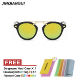 JINQIANGUI Sunglasses Men Polarized Round Retro Plastic Frame Sun Glas