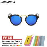 JINQIANGUI Sunglasses Men Polarized Round Retro Plastic Frame Sun Glas