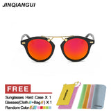 JINQIANGUI Sunglasses Men Polarized Round Retro Plastic Frame Sun Glas