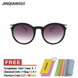 JINQIANGUI Sunglasses Men Round Retro Plastic Frame Sun Glasses Black