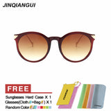 JINQIANGUI Sunglasses Men Round Retro Plastic Frame Sun Glasses Black