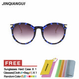 JINQIANGUI Sunglasses Men Round Retro Plastic Frame Sun Glasses Black