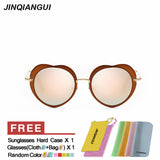 JINQIANGUI Sunglasses Women Round Retro Plastic Frame Sun Glasses Blue